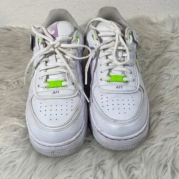 NIKE Air Force 1 Low Shadow White Electric Green Size 10 - Picture 4 of 15